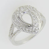 Sterling Silver Semi Mount Ring Setting Pear PE 9X6mmTopaz White Topaz - Syzjewelry